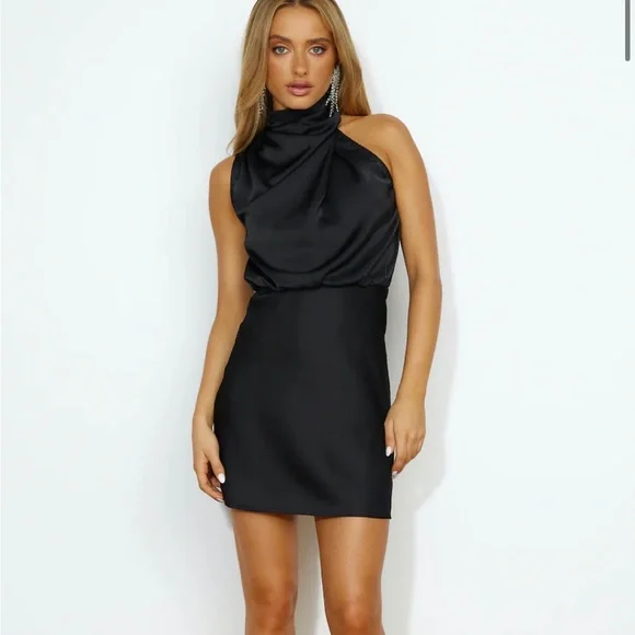 showpo holiday dress Black Thigh High Slit Maxi Dress  Maison-B-More Global Store